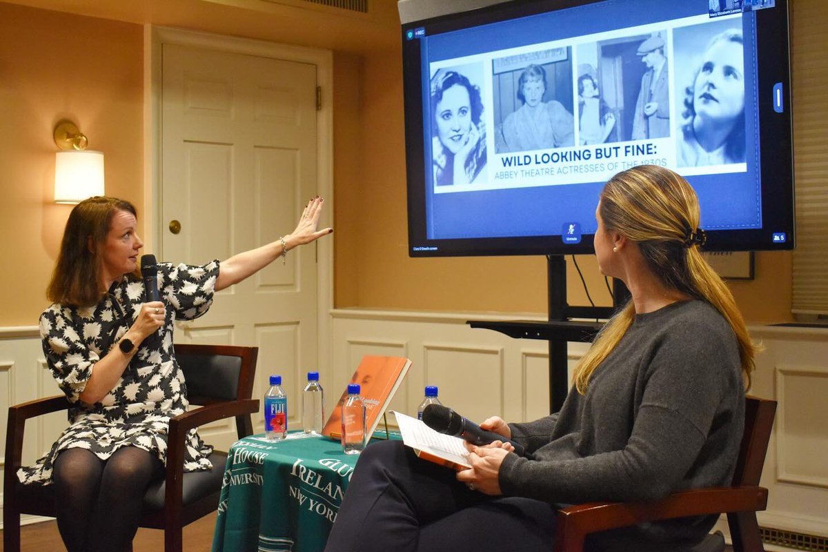 GIHNYU's tweet photo. Thank you to all who joined us last night for the NYC launch of Ciara O’Dowd’s “Wild-Looking But Fine!” Ciara and Caroline led an insightful discussion on Irish women and theater, archival research, and recovering lost voices. Be sure to grab your copy from @UCDPress! https://t.co/whvIv3GztF