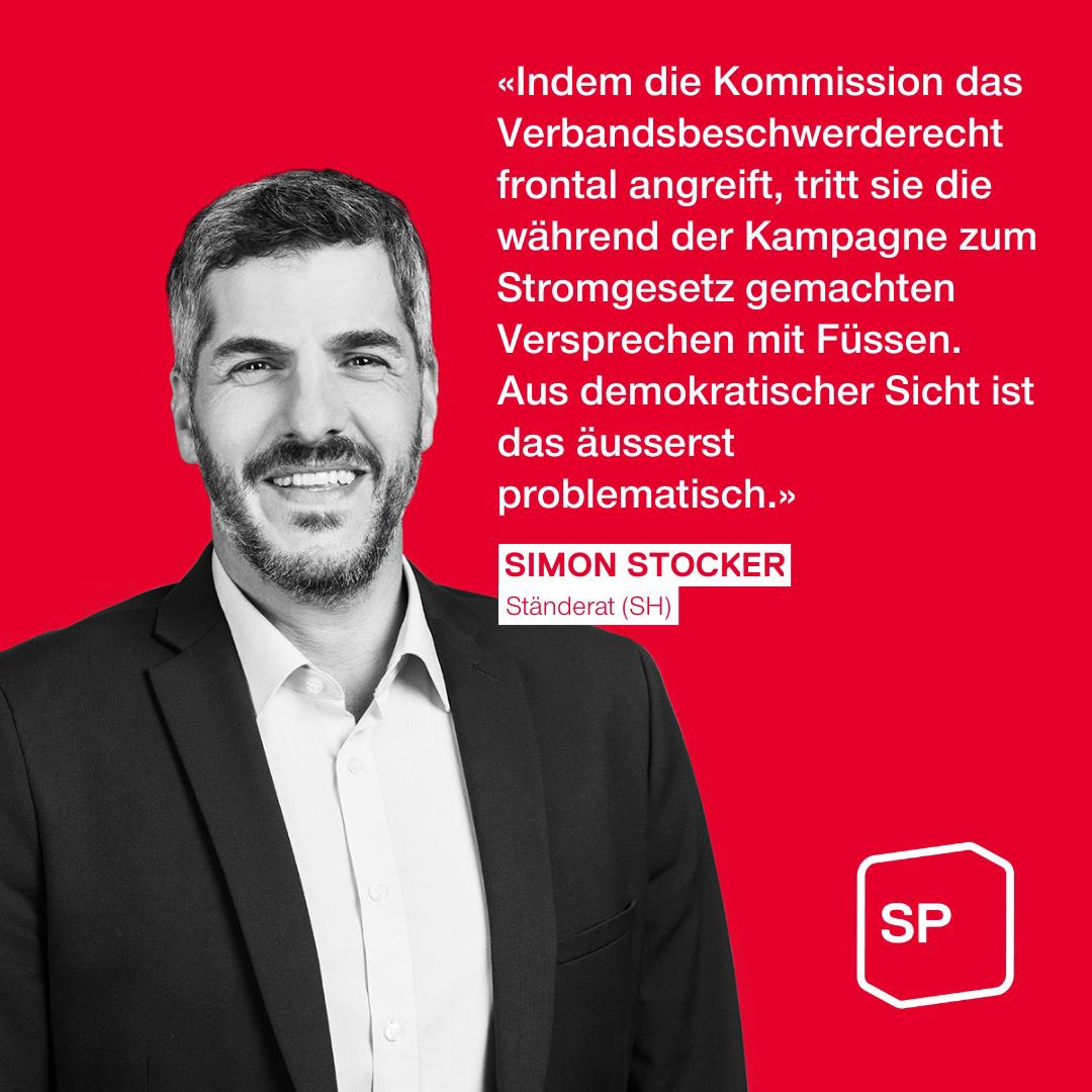 spschweiz's tweet photo. Die Mehrheit der UREK-S hebt das Verbandsbeschwerderecht für 16 Wasserkraftwerke auf, trotz des Versprechens, das bei der Volksabstimmung über das Stromgesetz vor nur wenigen Monaten gemacht wurde. Diese Entscheidung tritt unsere demokratischen Prozesse mit Füssen. https://t.co/0YqWcMUG9A