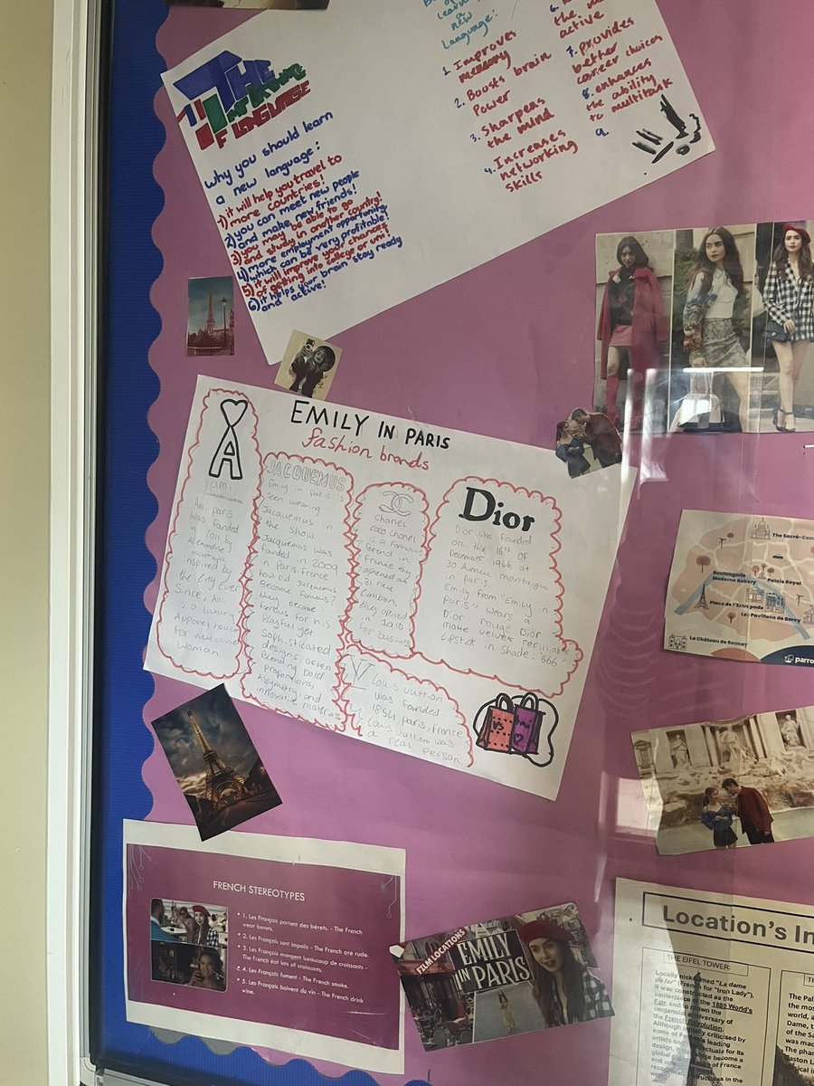 Our S3 ambassadors spent yesterday sorting out our lovely ‘Emily in Paris’ board! 🇫🇷 <a href="/kpss_modernlang/">King's Park Modern Languages</a>