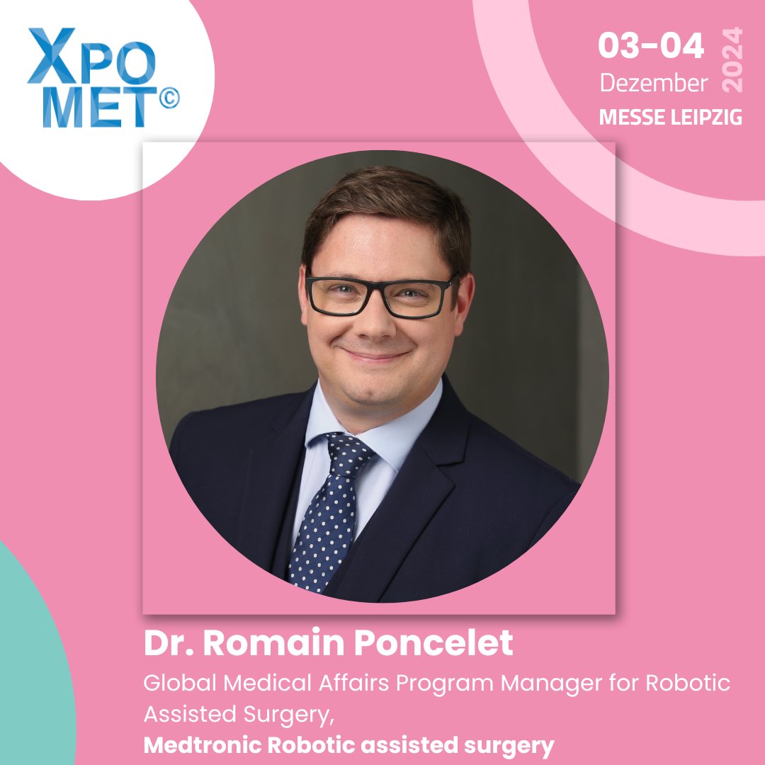 🔥 Speaker Spotlight, Dr. Romain Poncelet, Global Medical Affairs Manager for Robotic Assisted Surgery at Medtronic Robotic assisted surgery, at #XPOMET2024! He’ll share insights on Future OP. Don’t miss out! 
👉 XPOMET 2024 Tickets - XPOMET 2024 Tickets
#xpomet #RoboticSurgery