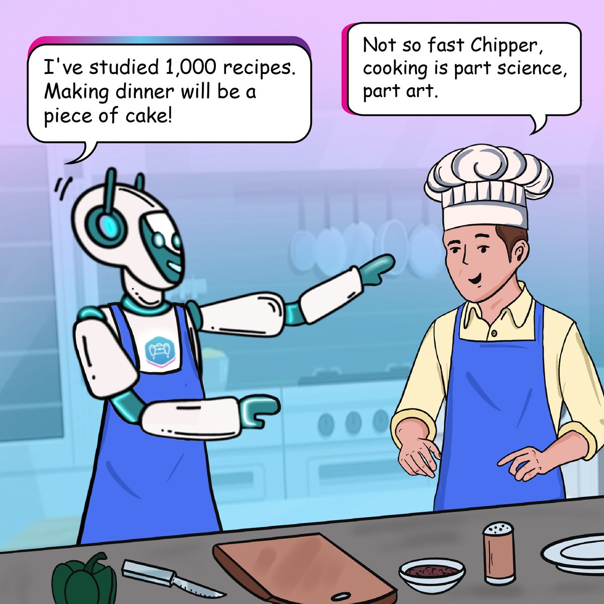 ChirpnAi's tweet image. Would you hire AI as a chef? 

Be careful because #AI might not have instincts.exe in its database! 

Here is a hilarious scenario in which Chipper become a #chef for a day! 

Follow @ChirpnAi! 
 
#applicationsofAI #artificialintelligence #usa #TGIF #memes #weekend #fridayfun