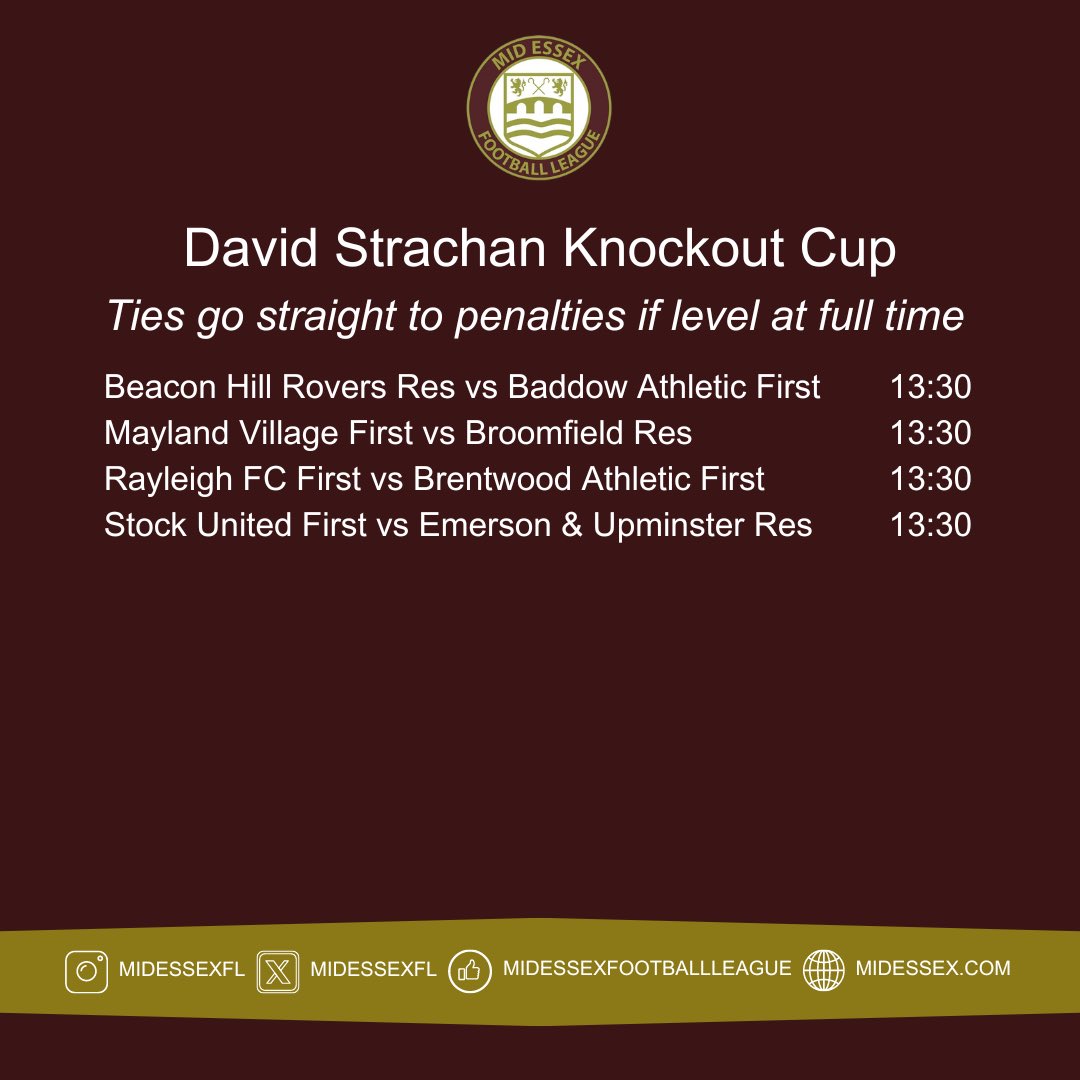 (1/2) Plenty of exciting games for Mid Essex sides this week, with four Cup Competitions and League fixtures on the cards. ⚽️