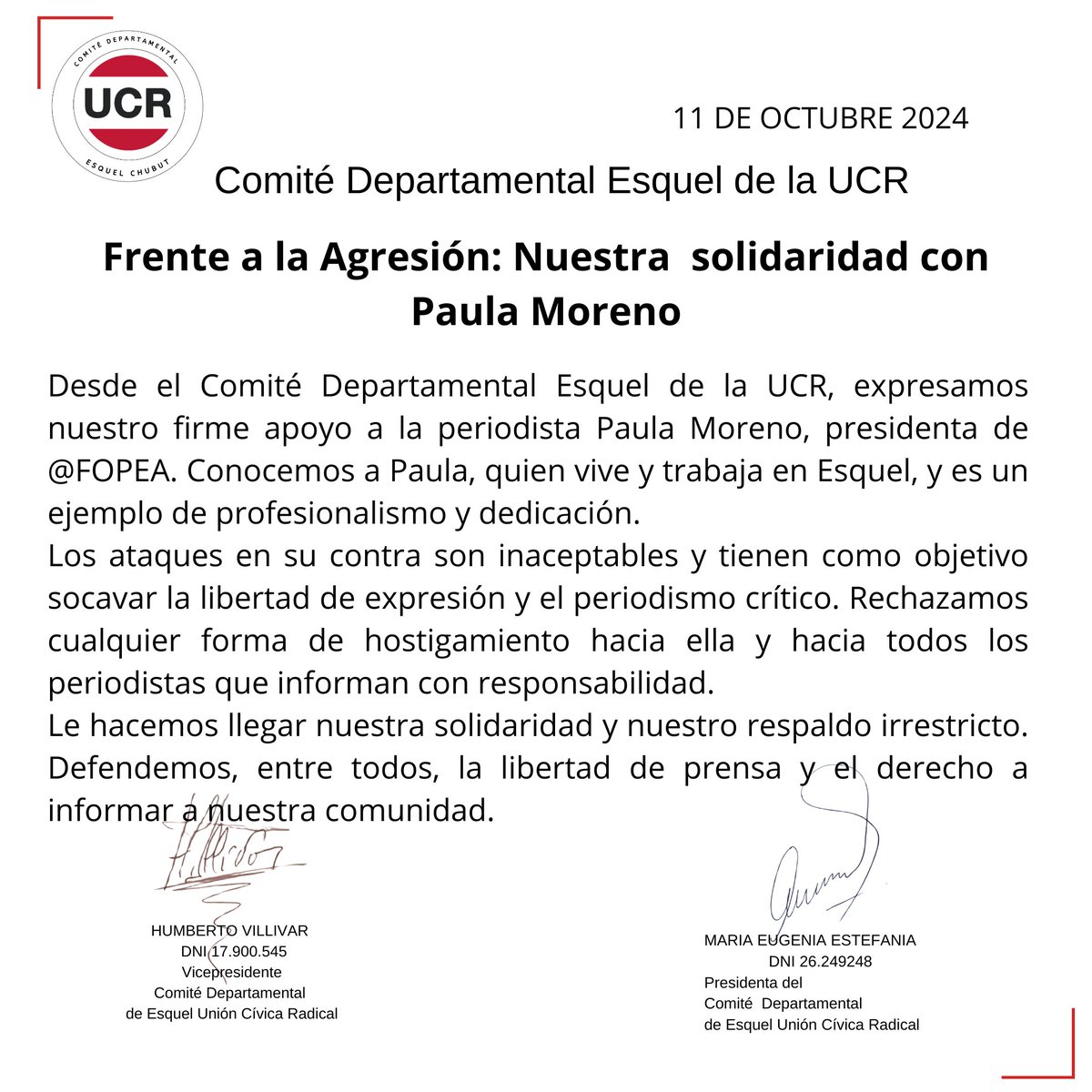 UCR Comite Departamental Esquel tweet media