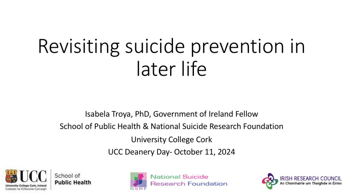 Isabela Troya (@isabelatroyaphd) on Twitter photo It was great to present at the <a href="/UCCpsychiatry/">UCCpsychiatry</a> Deanery Day our <a href="/IrishResearch/">We are now Research Ireland</a> funded research and outline of our next steps with <a href="/hrbireland/">HealthResearchBoard</a> ARPP. Thanks to <a href="/KarOConnor/">Karen O Connor</a> for the invitation to speak <a href="/NSRFIreland/">National Suicide Research Foundation</a> <a href="/UCCPublicHealth/">UCC School of Public Health</a> It was great to present at the <a href="/UCCpsychiatry/">UCCpsychiatry</a> Deanery Day our <a href="/IrishResearch/">We are now Research Ireland</a> funded research and outline of our next steps with <a href="/hrbireland/">HealthResearchBoard</a> ARPP. Thanks to <a href="/KarOConnor/">Karen O Connor</a> for the invitation to speak <a href="/NSRFIreland/">National Suicide Research Foundation</a> <a href="/UCCPublicHealth/">UCC School of Public Health</a>
