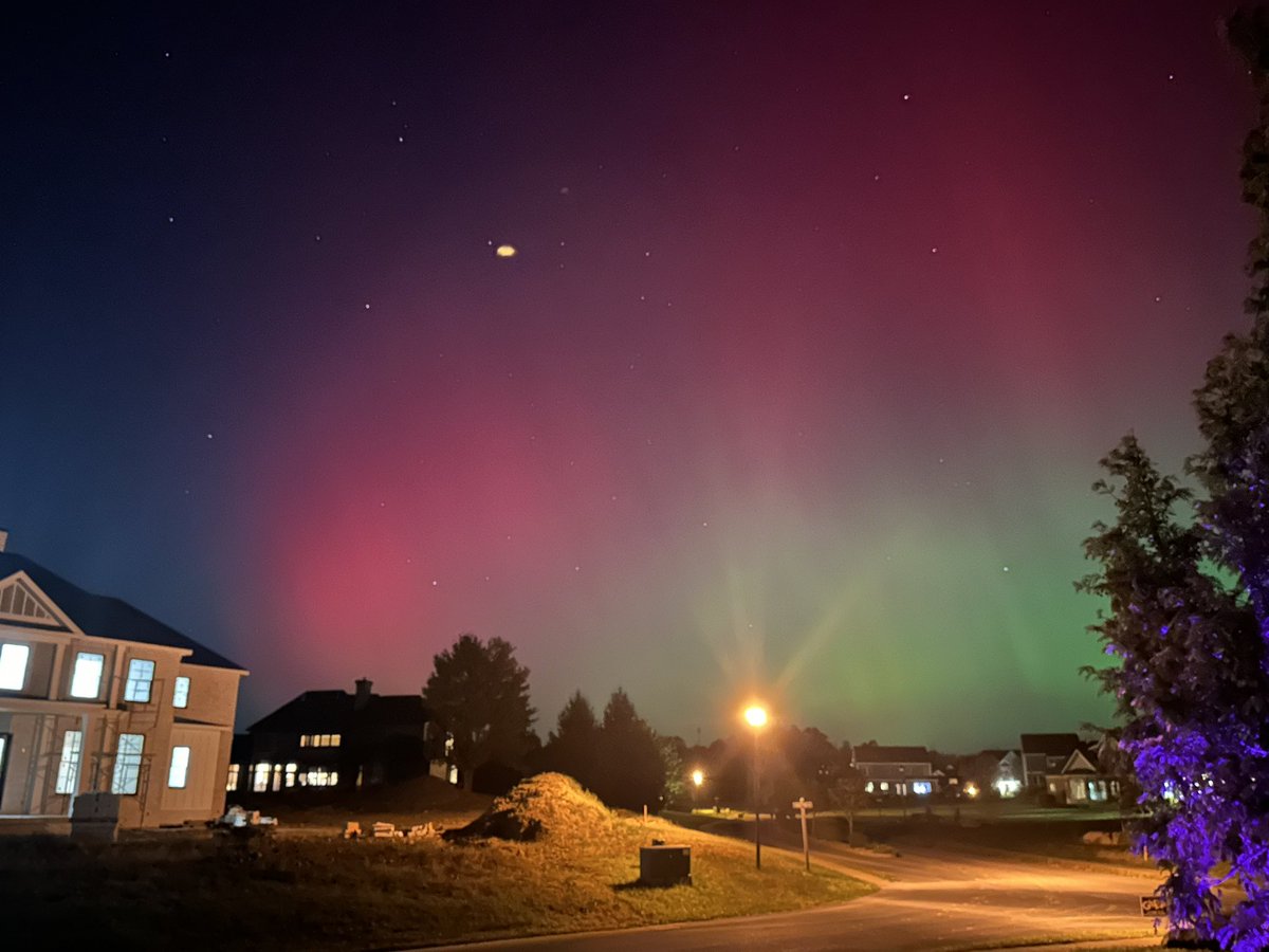 Northern Lights over Morgantown, WV.  I wish my eyes were as good as the camera at seeing this so brightly.