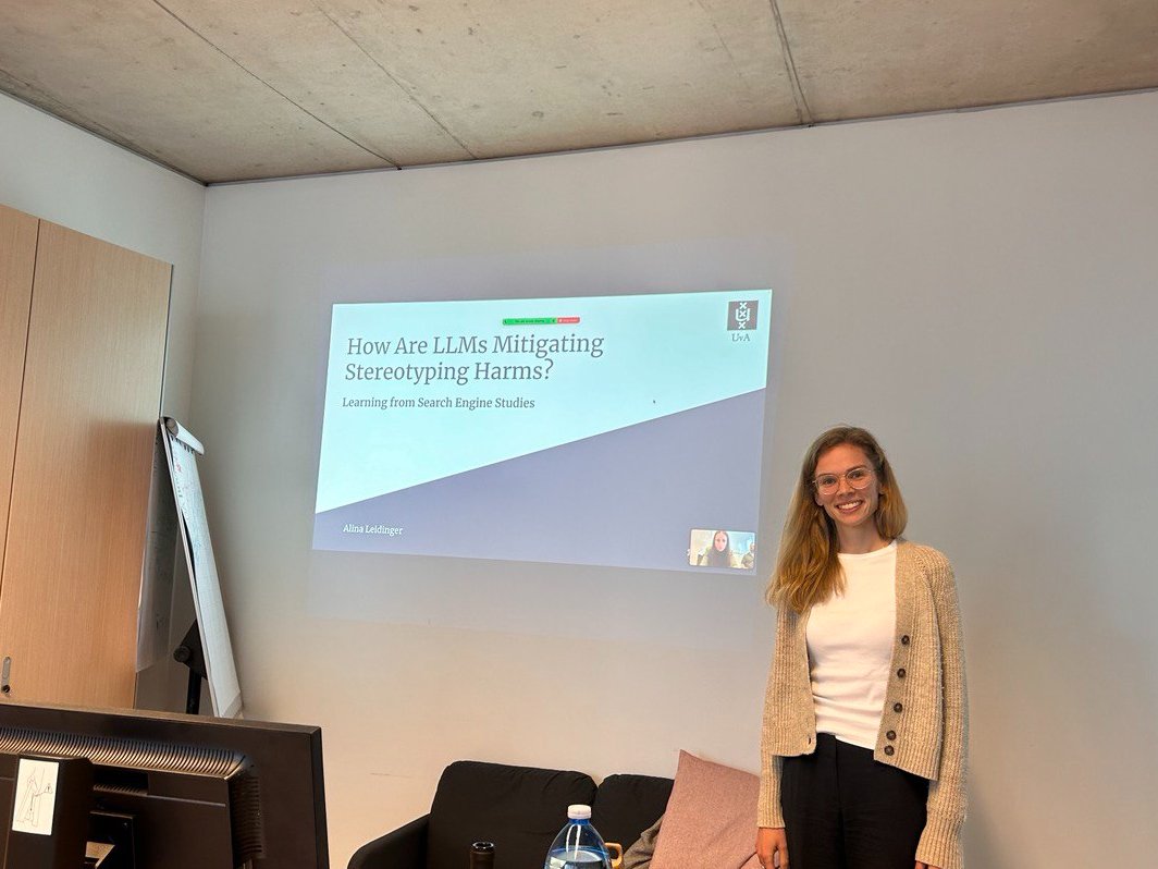 📖For our weekly <a href="/MilaNLProc/">MilaNLP</a> lab seminar, it was a pleasure to have <a href="/AlinaLeidinger/">Alina Leidinger</a> presenting "How are LLMs mitigating stereotyping harms."          

#NLProc