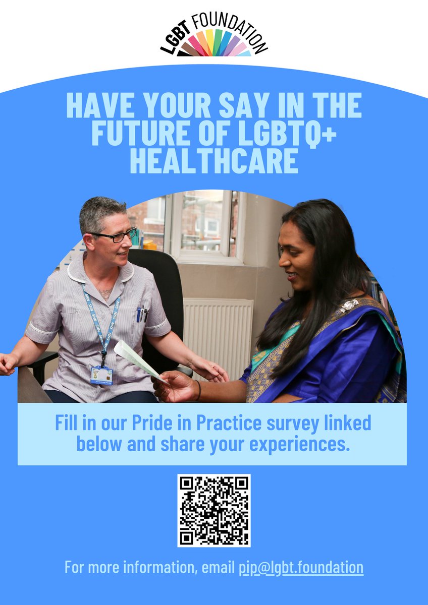 Have your say in the future of LGBTQ+ healthcare!
Complete The LGBT foundation’s a pride in practice survey here: form.jotform.com/242603515677358