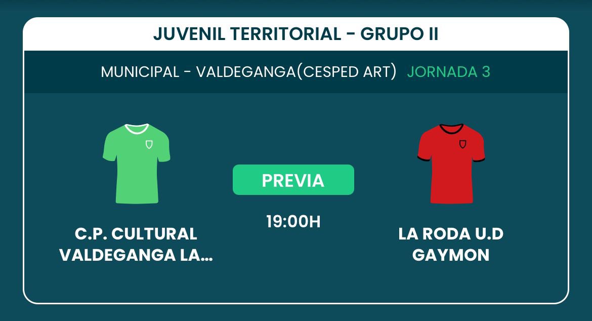 ⚽️ Hoy jugamos! 
✈️ En Valdeganga 
⏰ 19:00 
🏆 Juvenil Provincial
 ✅ La Roda UD Miguelitos Gaymon 
#️⃣ #LaRodaEsDeporte