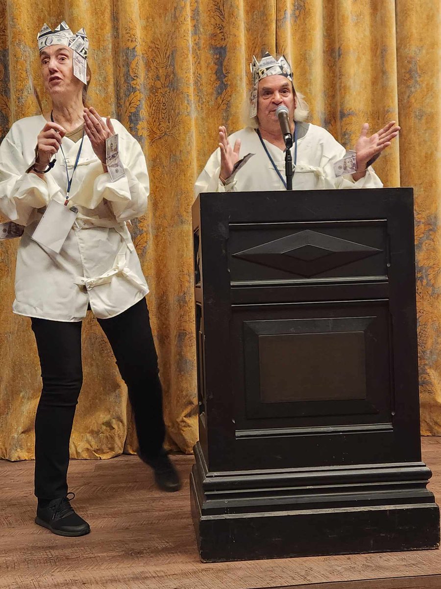 threeroomspress's tweet photo. Last night's inaugural 2024 #dada salon at New York Public Library was spectacular! The theme was "PLUTOCRAZY" in celebration of our latest annual dada journal, MAINTENANT 18. Here's 3RP co-directors and M18 editors @Kat_Georges and @carpet204 hosting. Photos: Linda Kleinbub https://t.co/8OxG93TAZk