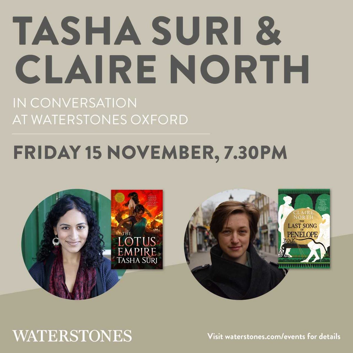 Blackwell's, Oxfordās Bookshop (@blackwelloxford) on Twitter photo Friday 15th November <a href="/WaterstonesOxf/">Waterstones Oxford</a> Join <a href="/tashadrinkstea/">Tasha Suri Updates - Not Here</a> and <a href="/ClaireNorth42/">Claire North - Announcements Only</a> for an 'in conversation' event.
Tickets are on sale now Friday 15th November <a href="/WaterstonesOxf/">Waterstones Oxford</a> Join <a href="/tashadrinkstea/">Tasha Suri Updates - Not Here</a> and <a href="/ClaireNorth42/">Claire North - Announcements Only</a> for an 'in conversation' event.
Tickets are on sale now