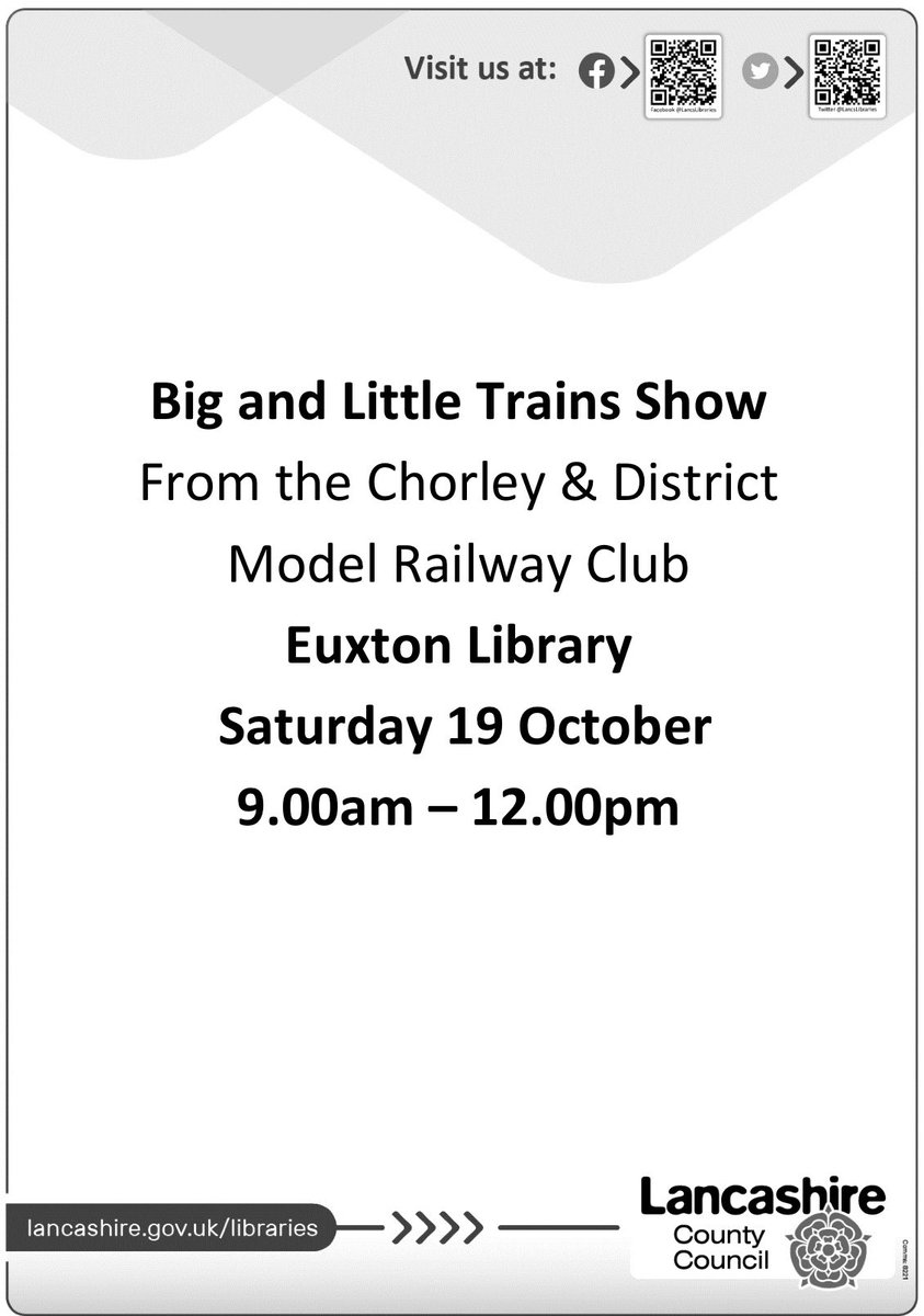 🚂 Do you someone - young or old - who enjoys trains and model railways❓Then this is a treat not to be missed ‼️ <a href="/LancsLibraries/">Lancashire Libraries</a> 🚂