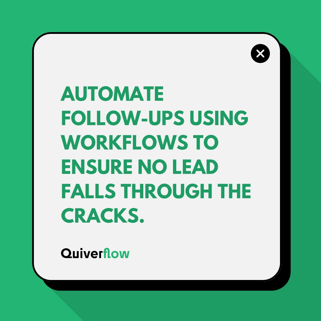quiverflow's tweet image. Never let a lead slip through the cracks again! Automate your follow-ups with Quiverflow&apos;s workflow automation and ensure every lead gets the attention they deserve. #WorkflowAutomation