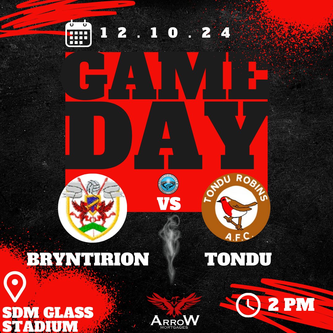 Tondu Robins AFC (@tondurobins) on Twitter photo 💥GAME DAY!💥
📆 Saturday 12th October 2024
🏆 <a href="/LeagueBrid29086/">Bridgend & District Football League</a> Division 1
🆚 <a href="/BryntirionAfc/">BRYNTIRION</a>
🏟️ SDM Glass Stadium
⚽ 2PM Kick Off
❤Uppa Robins!🖤
🔴Robins Match Sponsors <a href="/ArroWmortgages/">ArroW Mortgages</a>⚫️ 💥GAME DAY!💥
📆 Saturday 12th October 2024
🏆 <a href="/LeagueBrid29086/">Bridgend & District Football League</a> Division 1
🆚 <a href="/BryntirionAfc/">BRYNTIRION</a>
🏟️ SDM Glass Stadium
⚽ 2PM Kick Off
❤Uppa Robins!🖤
🔴Robins Match Sponsors <a href="/ArroWmortgages/">ArroW Mortgages</a>⚫️