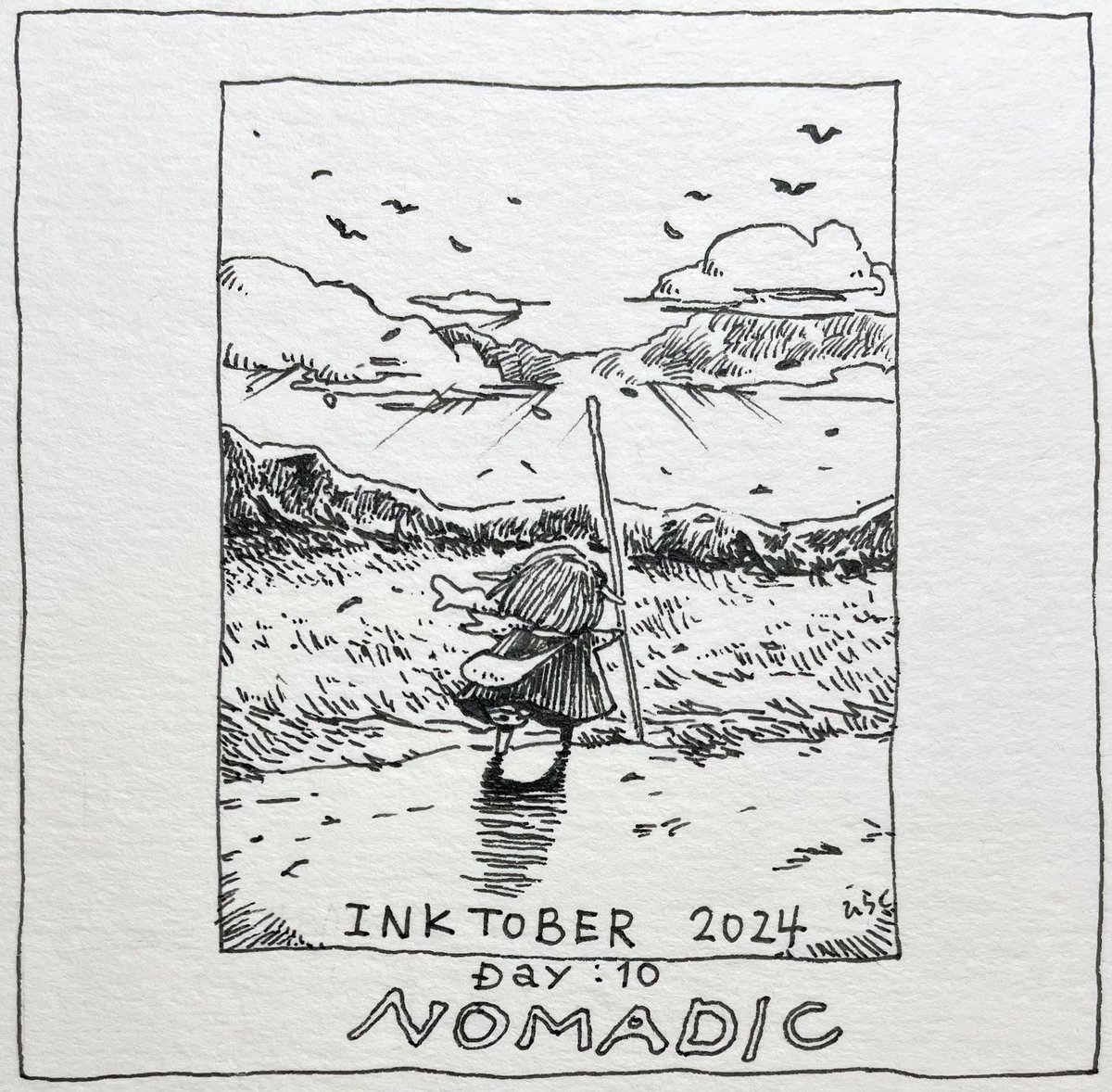 10/10: NOMADIC
風は国境などお構いなしに吹き渡るでしょう。私も同じです。
The wind will blow regardless of borders. I am the same.
#inktober2024 #inktober2024nomadic #Pavot #ペン画
