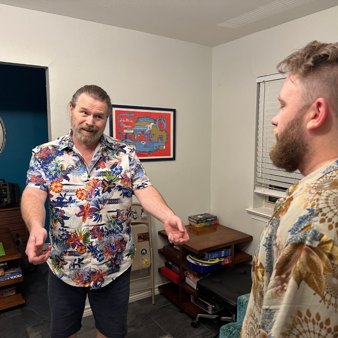 FoldingC's tweet photo. More bts pics to entice you to come to our show! Is it a even Chairs rehearsal without at least two floral button downs?

Tickets on sale now!

#bts #goofballs #comic #sketchcomedy #lol #rehearsals https://t.co/4cAH7JMiXk