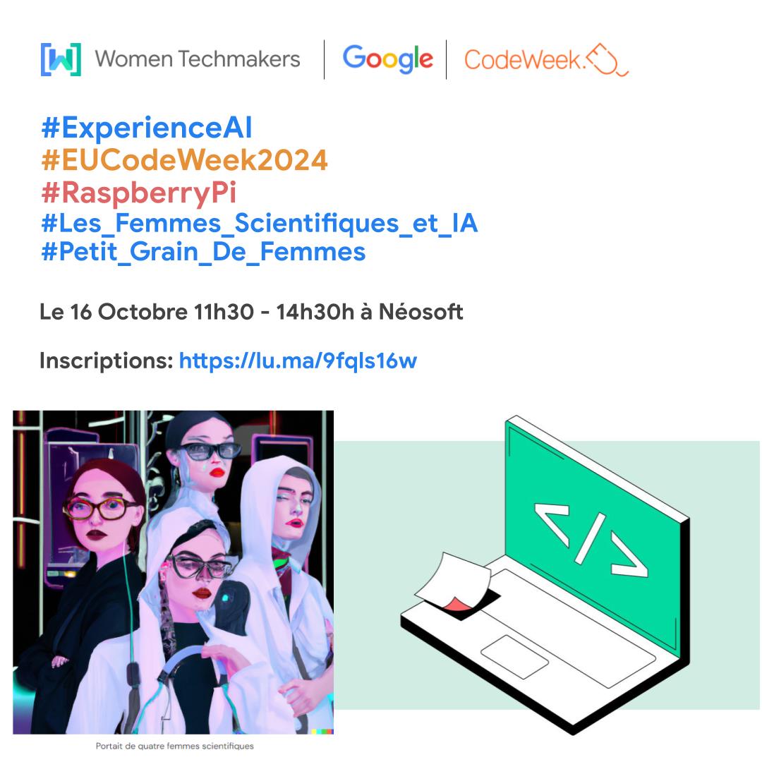 📢 #Meetup  #ExperienceAI, Femmes Scientifiques Et IA, un jeu de Cartes Éducatif    

Enfants &amp; Grands enfants, venez jouer avec nous et découvrez plein des "Femmes Scientifiques".    

📅16 Octobre 
📌<a href="/Neosoft_/">Néosoft</a> #Paris 
🎟️lu.ma/9fqls16w

#EuCodeWeek 
<a href="/WomenTechmakers/">Women Techmakers</a>