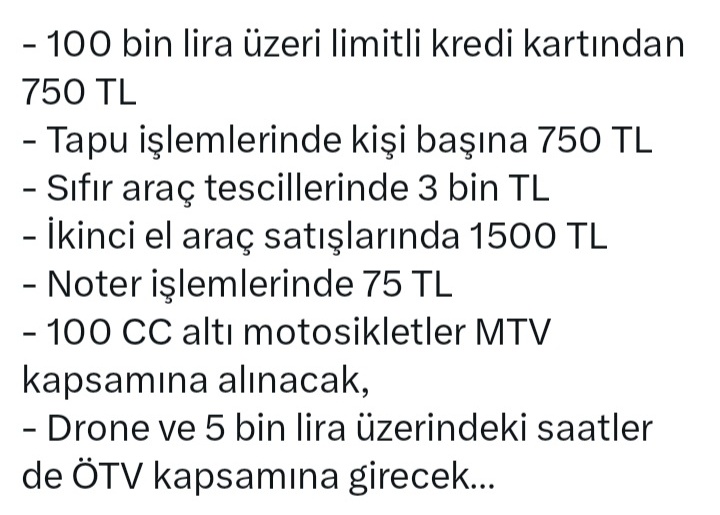 Kredi kartı kullanandan kesinti!

Ev satandan, alandan #vergi

Araba satandan vergi!

Noter işlemi yapandan vergi!

Yeter artık!

🛑 "Mehmet Şimşek istifa" diyen kaç kişiyiz?