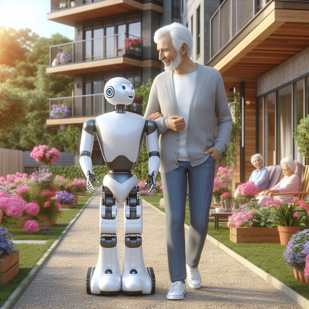 LubaRascheff's tweet image. Alfred enjoys conversations with his companion-assistant robot, Ted. Robots like Ted could forever make social isolation and loneliness a thing of the past in Ontario seniors&apos; homes. 

#CompanionRobots #EndLoneliness #SeniorsOntario @SeniorsON

Image created by Designer -…