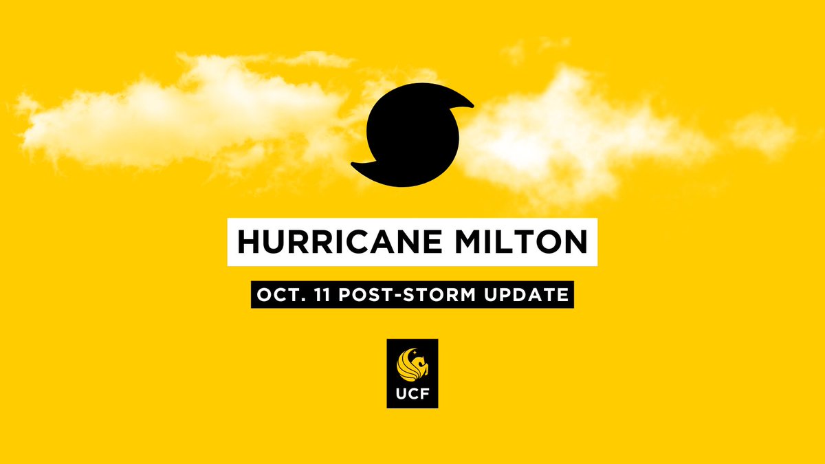 #UCFAlert: <a href="/UCF/">UCF</a> will reopen for normal operations Oct. 12 with classes resuming Oct. 14. Visit ucf.edu/hurricane for resources and support.