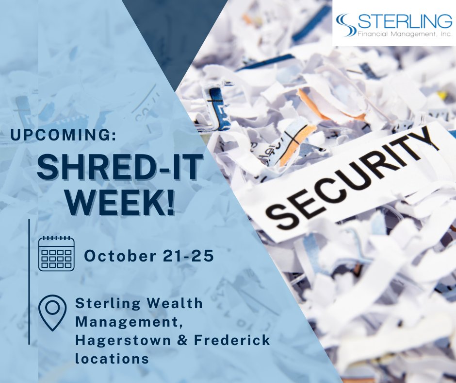 dnetfinance's tweet photo. Mark your calendars! 📅 We’re hosting a “Shred-it” event at our Hagerstown and Frederick locations from October 21 – 25! Bring your sensitive documents for secure shredding and protect your personal information. https://t.co/KDC2xYH1Lv