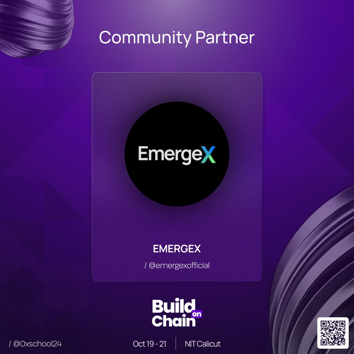 We're thrilled to announce our community partnership with <a href="/emergexofficial/">EmergeX (formerly BlocHub)</a> for #BuildOnChain, Kerala’s biggest web3 hackathon! 💜

Thank you, EmergeX, for being part of this journey!

 #Hackathon #Web3 #EmergeX