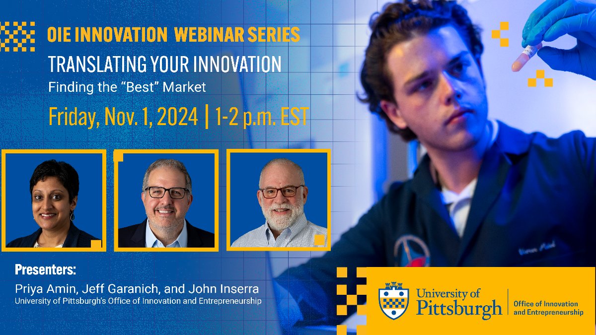 Pitt Innovates (@pittinnovates) on Twitter photo On 11/1, join experts from <a href="/PittInnovates/">Pitt Innovates</a> to learn how you can avoid pitfalls & find the best market for your product. Discover strategies for addressing customer concerns & hear success stories from companies that used early feedback! đź’ˇ
➡️ Register here: hubs.li/Q02T1V3N0 On 11/1, join experts from <a href="/PittInnovates/">Pitt Innovates</a> to learn how you can avoid pitfalls & find the best market for your product. Discover strategies for addressing customer concerns & hear success stories from companies that used early feedback! 💡
➡️ Register here: hubs.li/Q02T1V3N0