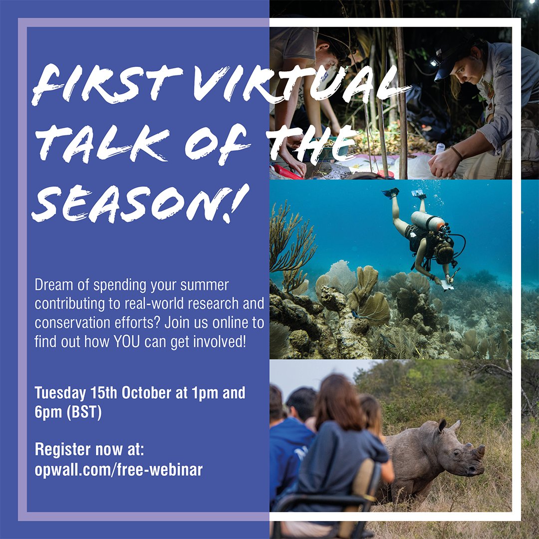 Operation Wallacea (@opwall) on Twitter photo Join us on Tuesday 15th October at 1pm and 6pm (BST) for our first virtual talk of the season and learn how you can get involved with our conservation, research expeditions.
#conservation #biodiversity #expeditions #summer2025 #fieldwork #joinus Join us on Tuesday 15th October at 1pm and 6pm (BST) for our first virtual talk of the season and learn how you can get involved with our conservation, research expeditions.
#conservation #biodiversity #expeditions #summer2025 #fieldwork #joinus