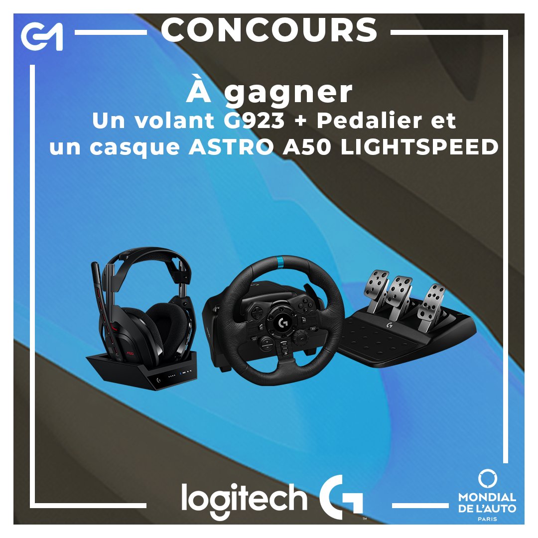 gameone's tweet image. 🚨 CONCOURS ! 🚨

Rejoignez #TEAMG1xLogitech et tentez de remporter un
volant G923 + pédalier 🚗 et un casque ASTRO A50 LIGHTSPEED 🎧 !

Pour participer :
- RT ce tweet
- Suivez @GameOne et @LogitechGFrance

Tirage au sort le 20/10 ! 🍀✨ #PlayTogether #TEAMG1