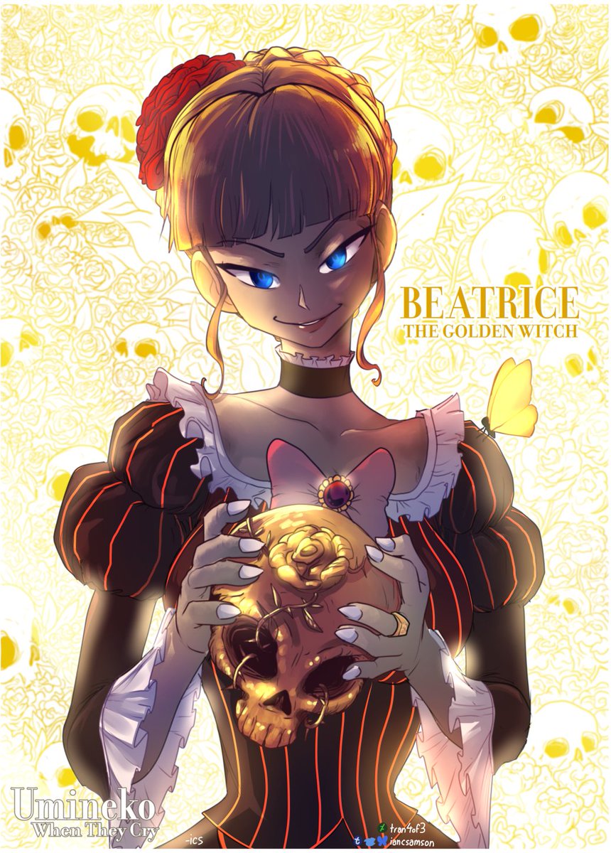 IanCSamson's tweet image. Beatrice, the Golden Witch, Ruler of Rokkenjima, of Umineko: When They Cry. I really recommend this visual novel and manga. Very clever magical Murder Mystery horror romance, starring a complex family of rich people on a lone island, getting slaughtered. Best to go in blind.