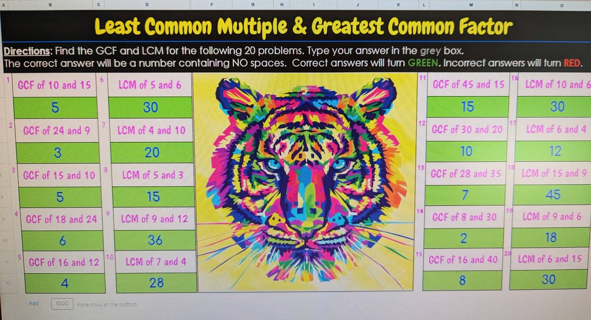 6th grade Ss practice finding GCF and LCM while unlocking a mystery picture! <a href="/thorne_ms/">Thorne Middle School</a> #180WaysLionsLead #MTPSPride