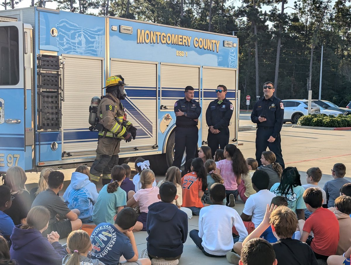 Thank you <a href="/MCESD_1/">North Montgomery County Fire Department</a> for visiting our school and teaching our students about Fire Safety! <a href="/WISDLagway/">Lagway Elementary</a> <a href="/WillisSchools/">Willis ISD</a>