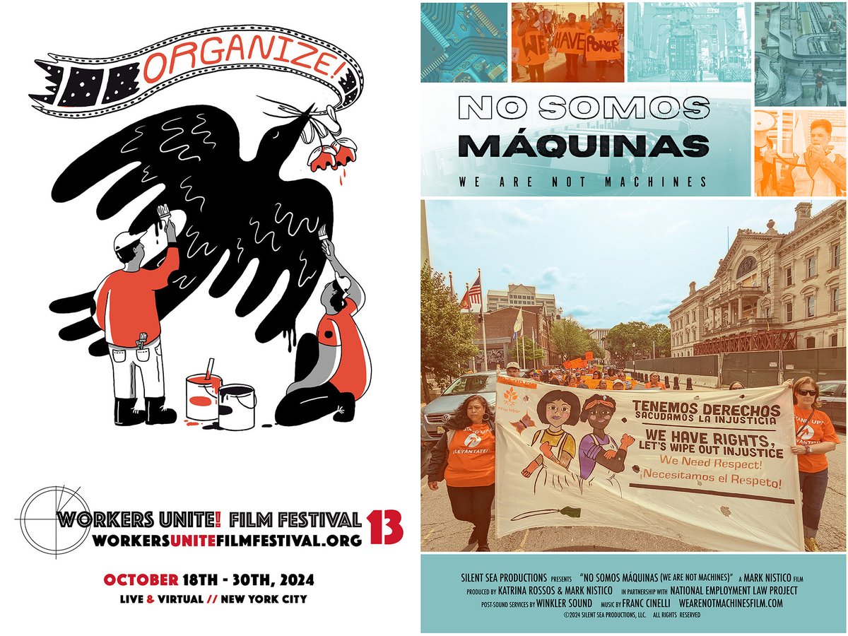 National Employment Law Project (@nelpnews) on Twitter photo No Somos Máquinas: We are Not Machines, which tells the story of temp #workers organizing for justice & dignity on the job, is an official selection of <a href="/WorkersUniteFF/">Workers Unite! Film Festival</a>📽️🎉
#NYC, don't miss the screening Weds 10/23 at 8:45 p.m. Purchase your tickets at bit.ly/MachinesWUFF13 No Somos Máquinas: We are Not Machines, which tells the story of temp #workers organizing for justice & dignity on the job, is an official selection of <a href="/WorkersUniteFF/">Workers Unite! Film Festival</a>📽️🎉
#NYC, don't miss the screening Weds 10/23 at 8:45 p.m. Purchase your tickets at bit.ly/MachinesWUFF13