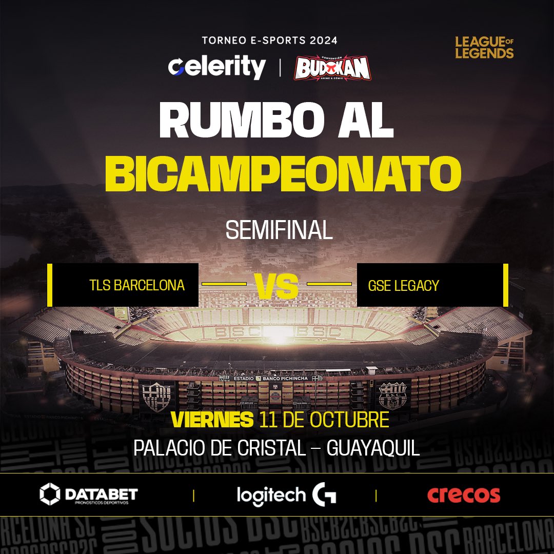 #HoyJuegaElBarce 🟡⚫️

En busca del bicampeonato del #CelerityBudokan 🔥💪🏻

#BarcelonaSomosTodos + Los BSC eSports