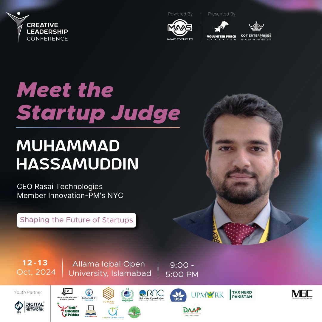 We are thrilled to introduce Muhammad as a startup judge at the Creative Leadership Conference 2024! 🌟

#CLC2024 #Muhammad #CleanTech #StartupJudge #Innovation #RegisterNow