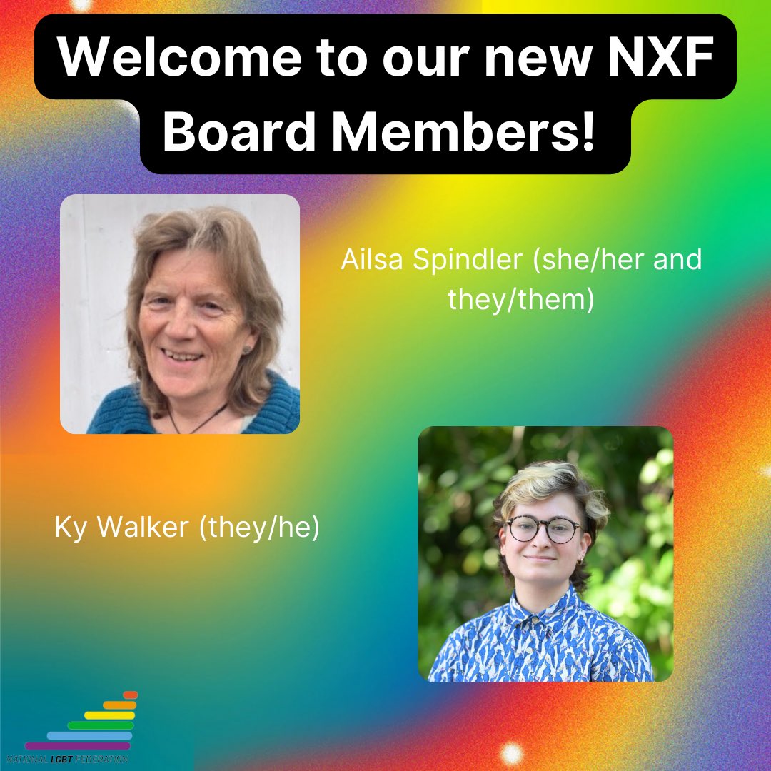 The NXF is delighted to welcome two new members to our Board. 

Ailsa &amp; Ky join us at an exciting time when we are focussed on delivering our new strategy &amp; continuing to advocate for LGBT+ progress &amp; equality! #MoreToDo 🏳️‍🌈🏳️‍⚧️