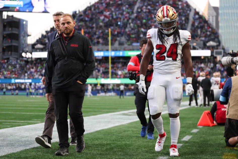 The NFL’s leading rusher, 49ers RB Jordan Mason, is believed to have suffered a sprained AC joint during Thursday night’s win at Seattle that is not considered serious, but he will undergo further testing today, per sources.