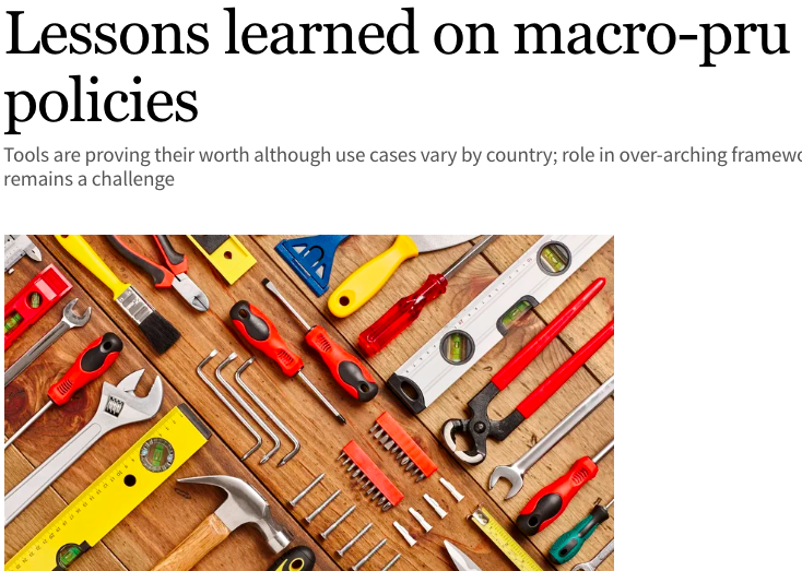 MacroPru's tweet photo. "Lessons learned on #macropru policies Tools are proving their worth although use cases vary by country; role in over-arching frameworks remains a challenge" #macroprudential https://t.co/CrsQSMB4wY @CentralBanking_ https://t.co/I53E7y4hFD