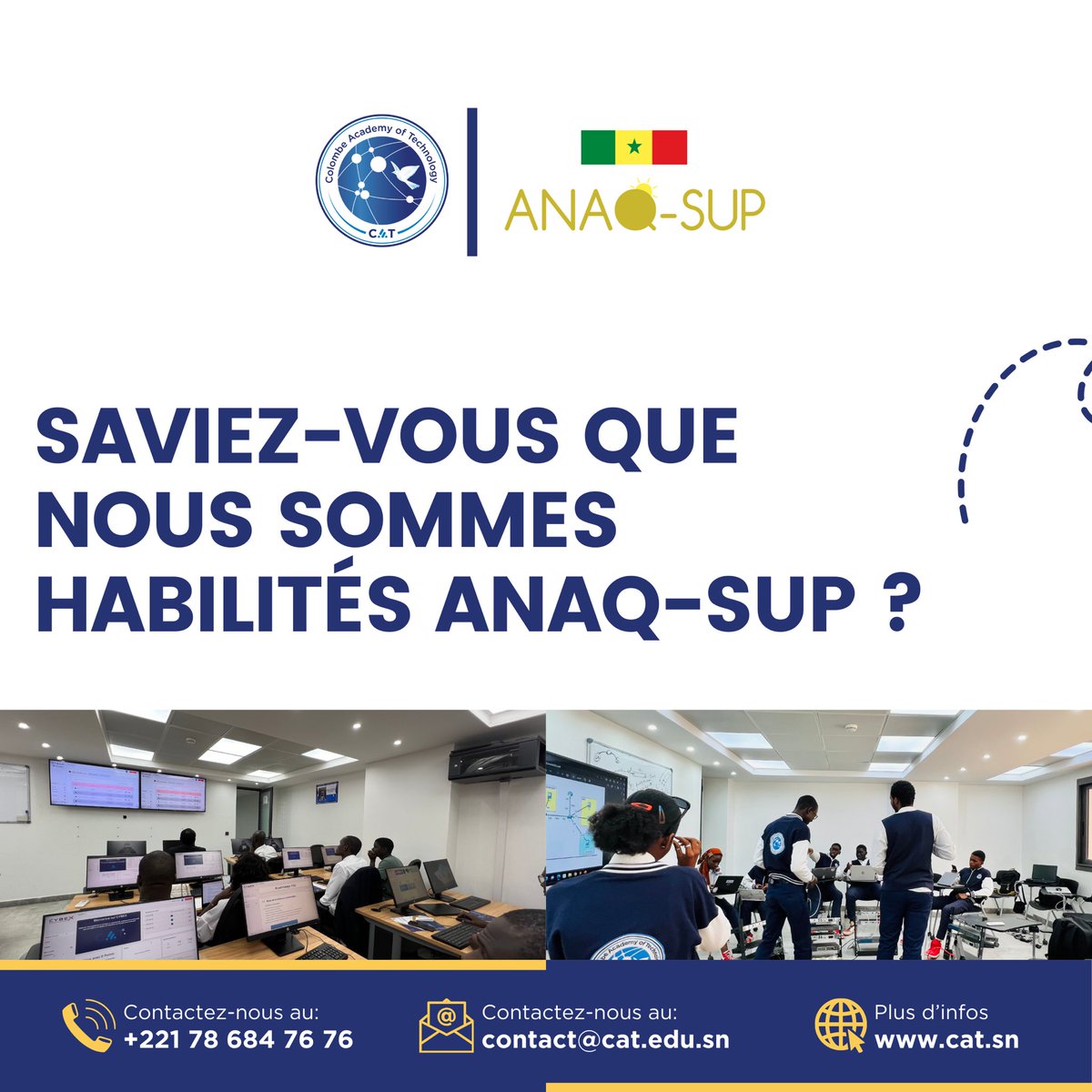 Colombe_academy's tweet photo. 🎓 Notre université est habilitée par l’ANAQ-Sup ! 🎉
Nous avons le plaisir de vous annoncer que La Colombe Academy of Technology figure parmi les établissements reconnus par l’Autorité Nationale d’Assurance Qualité de l’Enseignement Supérieur (ANAQ-Sup) au Sénégal.

Cette habilitation garantit la qualité de nos programmes et la reconnaissance officielle de vos diplômes, à l’échelle nationale et internationale.

👉 Vérifiez notre habilitation ici : 

https://t.co/Y4HG5hTNSH

Rejoignez-nous pour une formation d’excellence ! 💼📚

#Habilitation #ANAQSup #LaColombeAcademy #Excellence #EnseignementSupérieur #FormationDeQualité #Reconnaissance