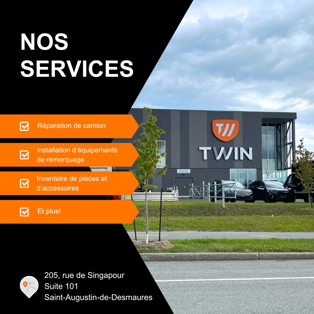 eqtwin's tweet photo. Dans nos nouvelles installations de Saint-Augustin-de-Desmaures, nous offrons un service de réparation de camion, d'installation d'équipements de remorquage et bien plus. ⛓️

https://t.co/jsv1fmfF1w https://t.co/XS8lh5mZfp