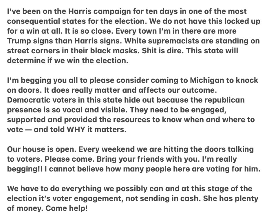 From a friend in Michigan - please read: