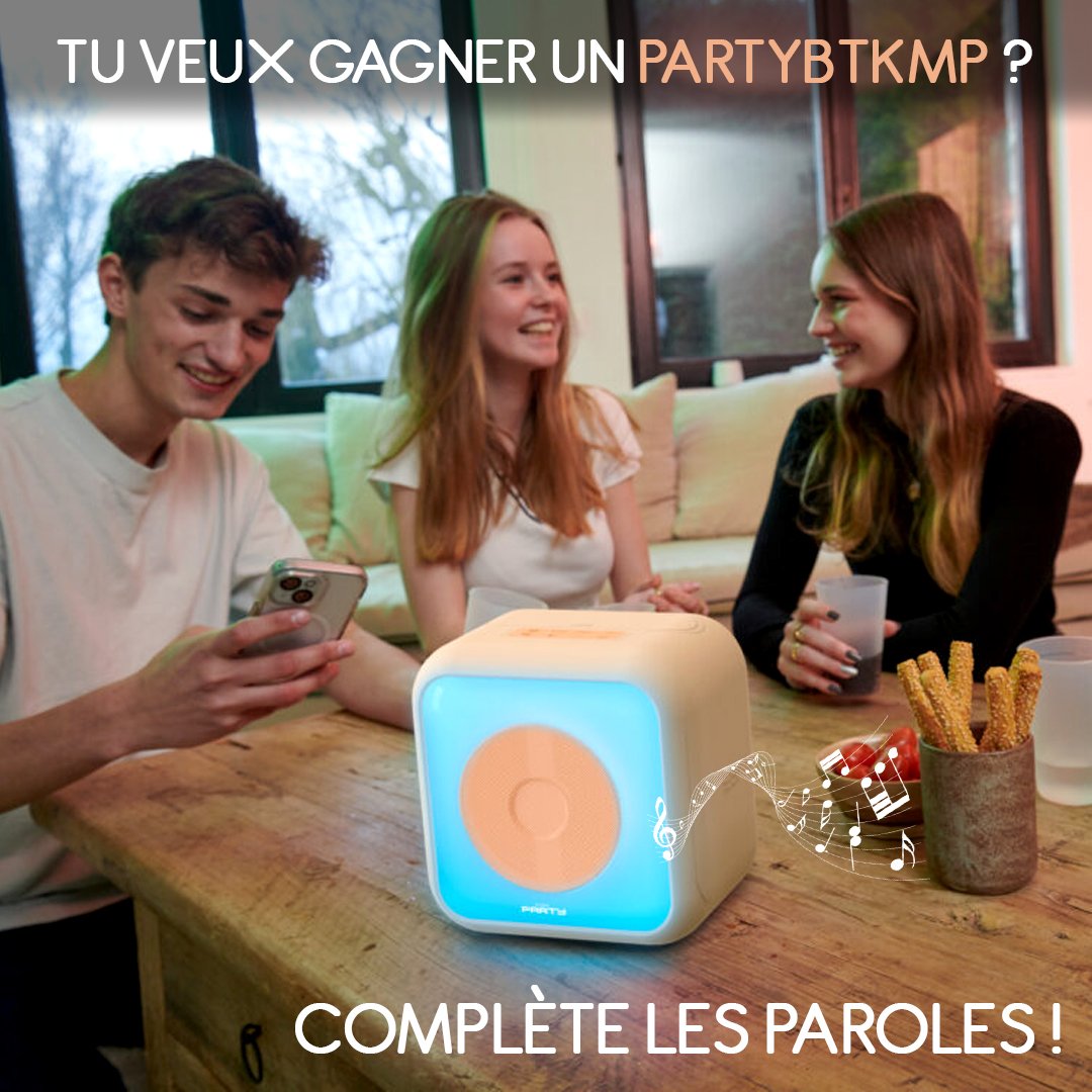 Tu veux gagner une enceinte #Karaoke avec 2 micros sans fil #PARTYBTKMP ? Sois une star ! 🤩 

🎤 RT + FOLLOW
🎤 Complète les paroles de la chanson : "L'erreur est humaine, soyons ..." ? 

TAS le 17.10.24 (AUCUN gagnant désigné avant cette date 😉)  

#JeuConcours #BigbenParty