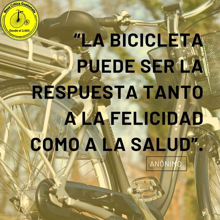 Utiliza la bicicleta como tú medio de transporte sostenible, vives feliz y mejoras tu salud.
 #masacriticaguatemala #masascriticas #masacritica #concienciaambiental #convivencia #Todos #bicicletasalud #ecologia #TransporteSostenible