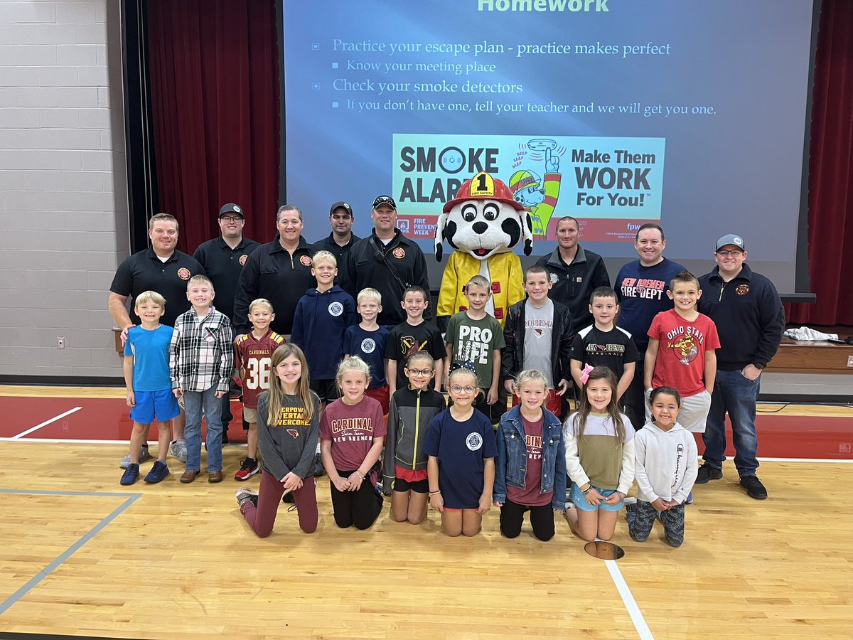 Thank you to the New Bremen Fire Department for teaching us about fire prevention! Kindergarten students enjoyed learning about the fire truck up close. #NBdifference #NBFD #firepreventionweek