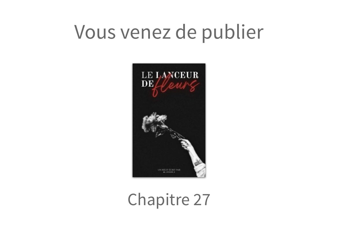 L_Oceane_S's tweet photo. ||LE LANCEUR DE FLEURS||

Le chapitre 27 est publié et j’espère que ça vous plaira !

Le lien est dans les commentaires.🥀

#LLDFic 
@pyperftysl https://t.co/pANISbISK8