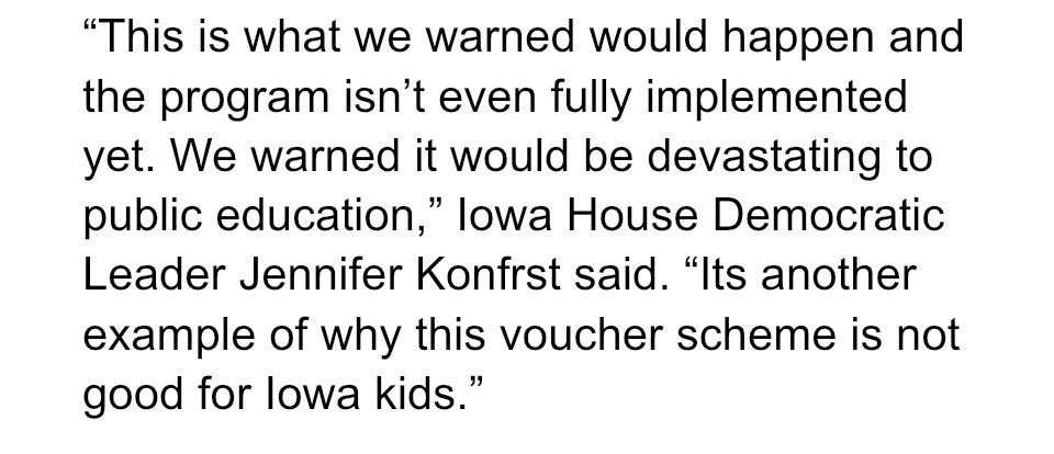 ZacharyOS's tweet photo. ‘A TROUBLING TREND’ - New data paints a stark picture Gov. Reynolds’ private school voucher program:

In 2 years, 36 private schools sprung up—24 opening this year. Meanwhile, 16 public schools closed.

#iapolitics #education https://t.co/Bsbhv2QPLo