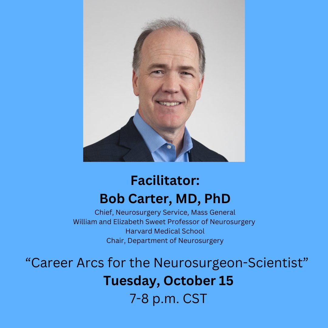NRCDP_K12 (@nrcdp_k12) on Twitter photo Join us for our 10/15 webinar as Bob Carter, MD, PhD (<a href="/BobCarterMD/">Bob Carter MD PhD</a>) discusses "Career Arcs for the Neurosurgeon-Scientists." <a href="/MGBneurosurgery/">MGB Neurosurgery</a> <a href="/BWHNeurosurgery/">Brigham and Women's Neurosurgery</a>
RSVP today.:bit.ly/489Gmbk Join us for our 10/15 webinar as Bob Carter, MD, PhD (<a href="/BobCarterMD/">Bob Carter MD PhD</a>) discusses "Career Arcs for the Neurosurgeon-Scientists." <a href="/MGBneurosurgery/">MGB Neurosurgery</a> <a href="/BWHNeurosurgery/">Brigham and Women's Neurosurgery</a>
RSVP today.:bit.ly/489Gmbk