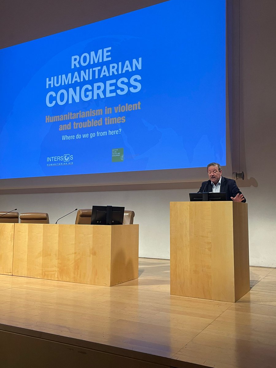 Intersos's tweet photo. "Undeniably, we live in troubled times. Our mandate is limited and we are not the solution to every problem, but we need to keep working with passion. 
Which is a key word not to forget if you are a humanitarian".
Director General INTERSOS closing the Humanitarian Congress https://t.co/4wDsHYkf7D