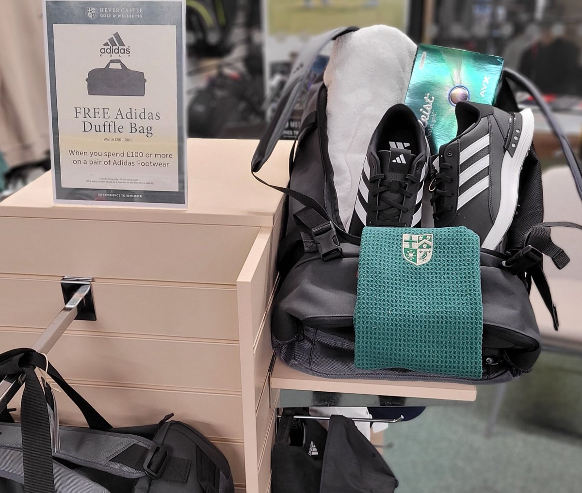 Get a **FREE Adidas Duffle Bag** (worth £50) when you spend £100 on Adidas footwear! 👟
Or grab a **FREE Galvin Green Waterproof Hat** (worth £45) when you purchase a jacket &amp; trousers. 🌧️
Plus, pick up a **FREE Dex Snood** (worth £29) when you buy a Galvin Green Insula top. 🧥