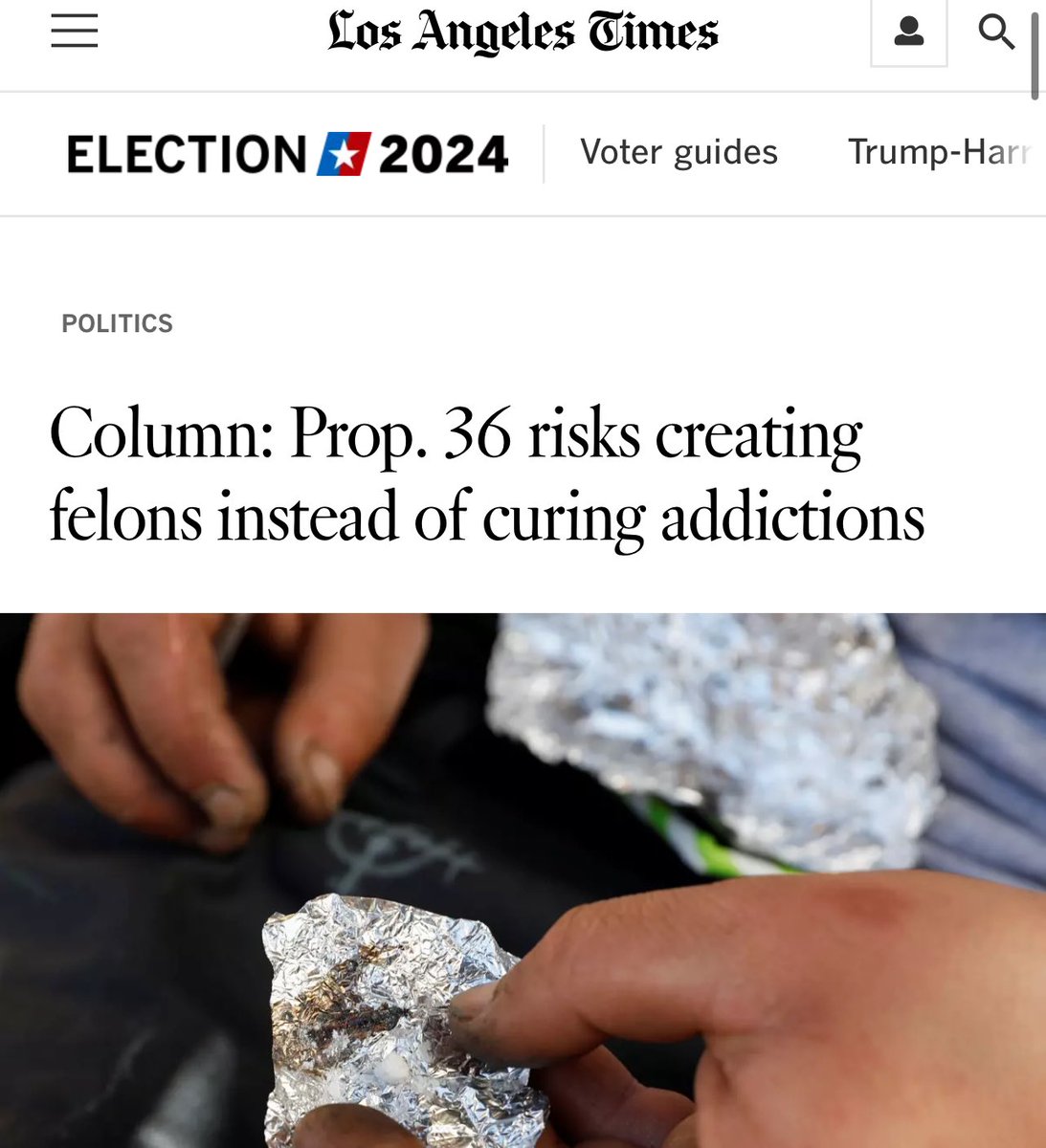 “With all the money we saved not incarcerating folks, we funded an entire Prop. 47-mandated infrastructure of treatment and anti-recidivism stuff — which does help people — which will likely be gutted if Prop. 36 passes.”

latimes.com/politics/newsl…