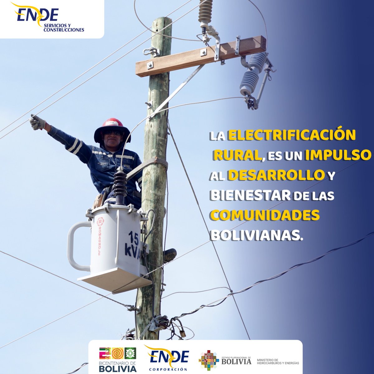 #TrabajandoConEnergía | ENDE Servicios y Construcciones comprometidos con el progreso de Bolivia. A través de sus proyectos de electrificación rural, llevan luz y esperanza a los rincones más remotos del país.